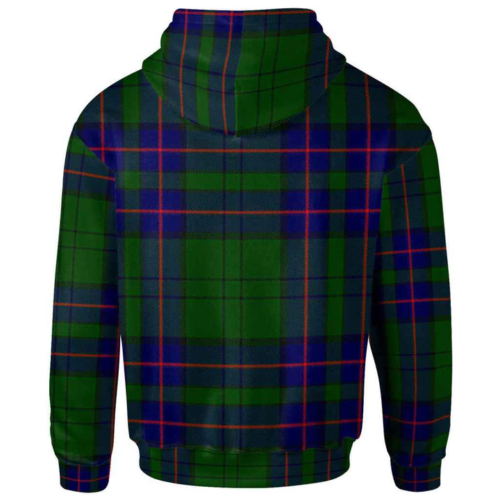 Scottish Lockhart Clan Crest Tartan Hoodie Back Side Tartan Plaid