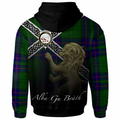 Scottish Lockhart Clan Crest Tartan Hoodie - Scotland Lion Back Side Tartan Plaid