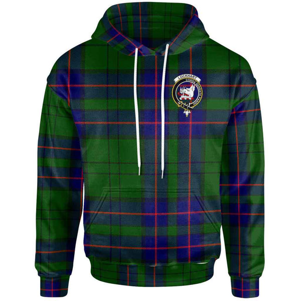 Scottish Lockhart Clan Crest Tartan Hoodie Front Side Tartan Plaid