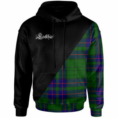 Scottish Lockhart Clan Crest Tartan Hoodie - Military Logo Front Side Tartan Plaid