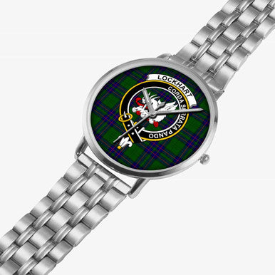 Scottish Lockhart Clan Crest Tartan Instafamous Steel Quartz Watches Tartan Plaid Silver 2