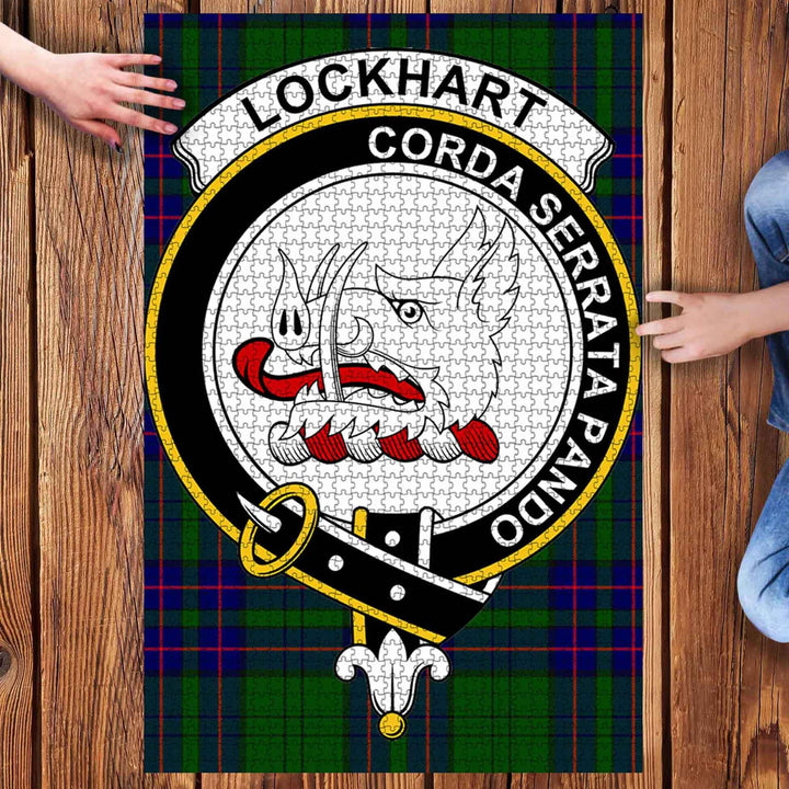 Scottish Lockhart Clan Crest Tartan Jigsaw Puzzle 3