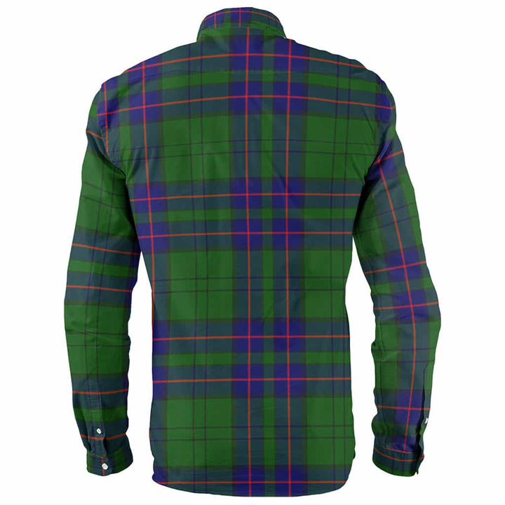 Scottish Lockhart Clan Crest Tartan Long Sleeve Shirt Back Side Tartan Plaid