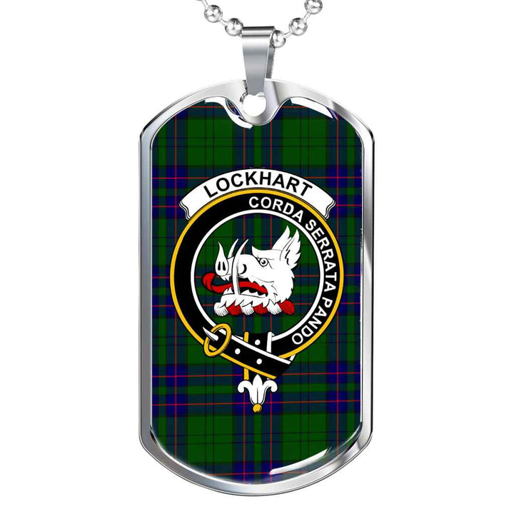 Scottish Lockhart Clan Crest Tartan Military Dog Tag Necklace Tartan Plaid 1