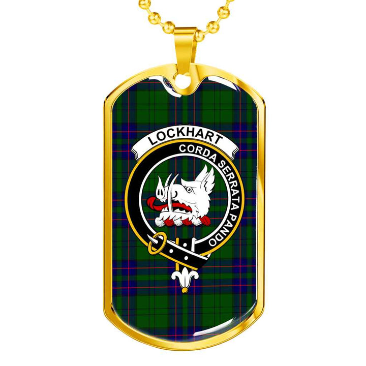 Scottish Lockhart Clan Crest Tartan Military Dog Tag Necklace Tartan Plaid 2
