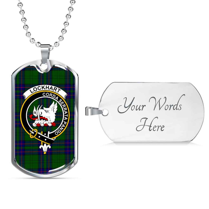 Scottish Lockhart Clan Crest Tartan Military Dog Tag Necklace Tartan Plaid 3