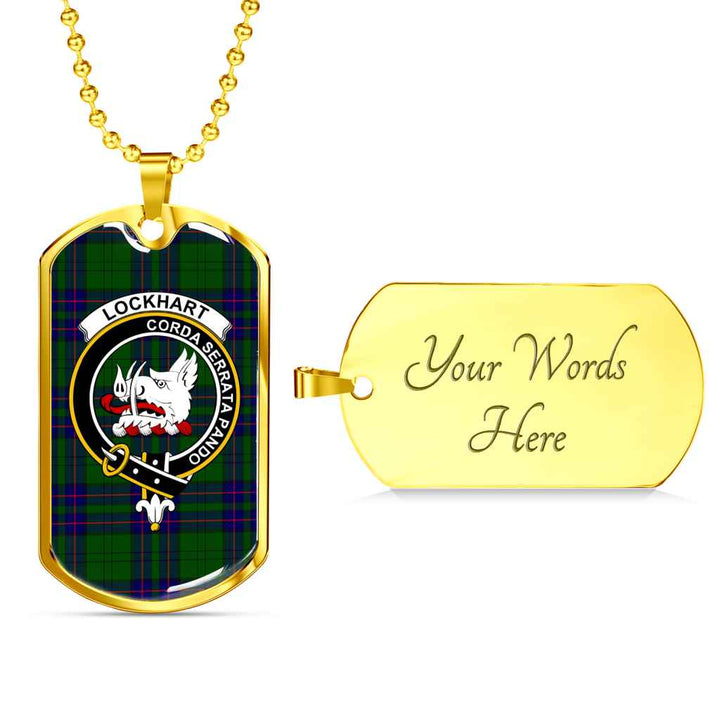 Scottish Lockhart Clan Crest Tartan Military Dog Tag Necklace Tartan Plaid 4