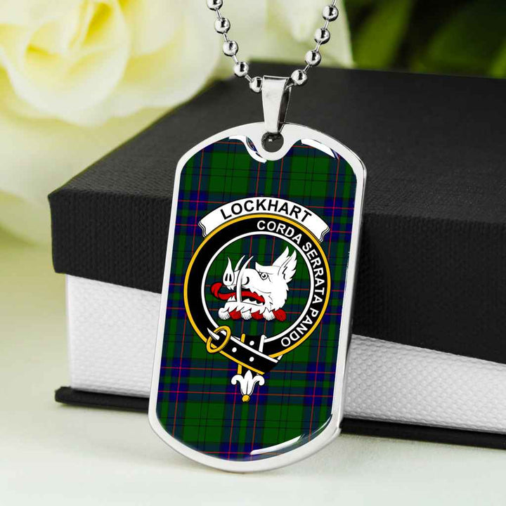 Scottish Lockhart Clan Crest Tartan Military Dog Tag Necklace Tartan Plaid 5