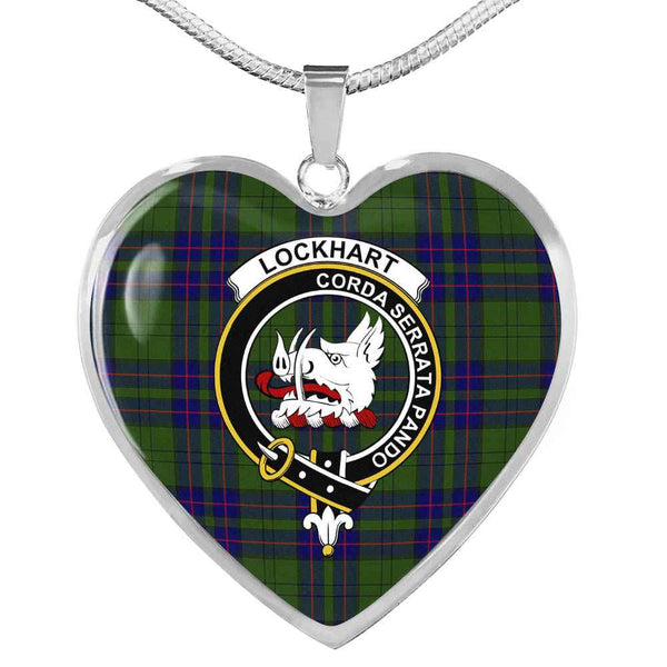 Scottish Lockhart Clan Crest Tartan Necklace Heart Tartan Plaid 1