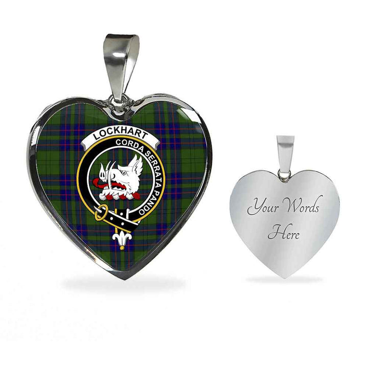 Scottish Lockhart Clan Crest Tartan Necklace Heart Tartan Plaid 3