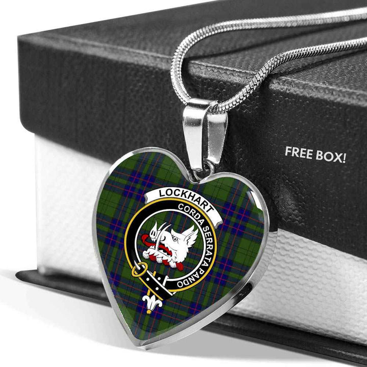 Scottish Lockhart Clan Crest Tartan Necklace Heart Tartan Plaid 5