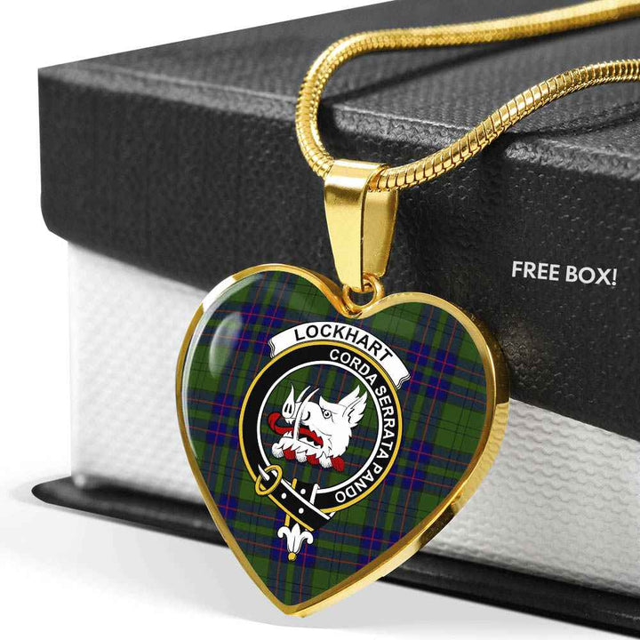 Scottish Lockhart Clan Crest Tartan Necklace Heart Tartan Plaid 6