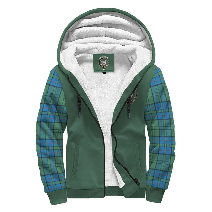 Scottish Lockhart Clan Crest Tartan Plaid Sleeve Sherpa Hoodie