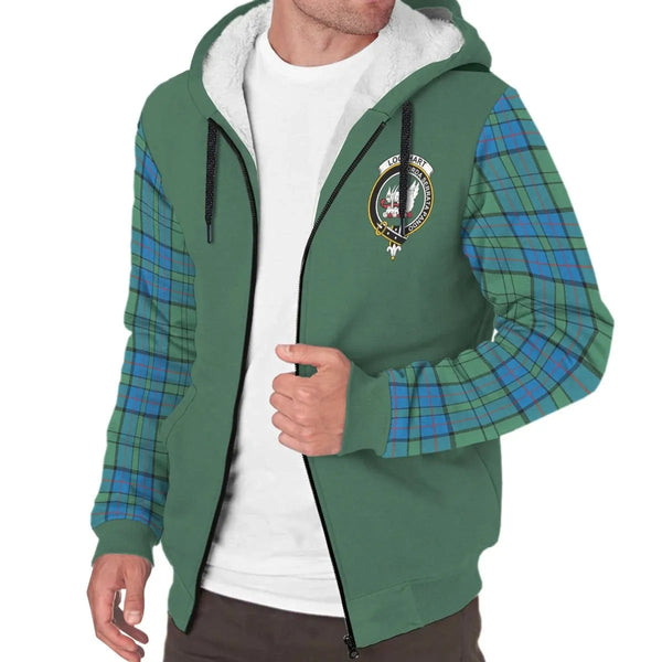 Scottish Lockhart Clan Crest Tartan Plaid Sleeve Sherpa Hoodie