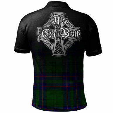 Scottish Lockhart Clan Crest Tartan Polo Shirt - Alba Gu Brath Family Crest Celtic Inspired Back Side Tartan Plaid