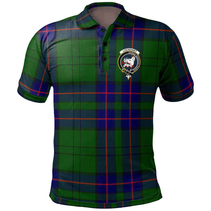 Scottish Lockhart Clan Crest Tartan Polo Shirt Front Side Tartan Plaid
