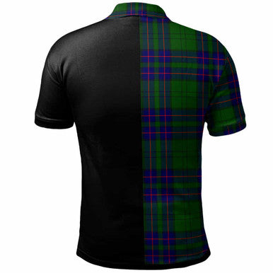 Scottish Lockhart Clan Crest Tartan Polo Shirt - Half in Me Back Side Tartan Plaid