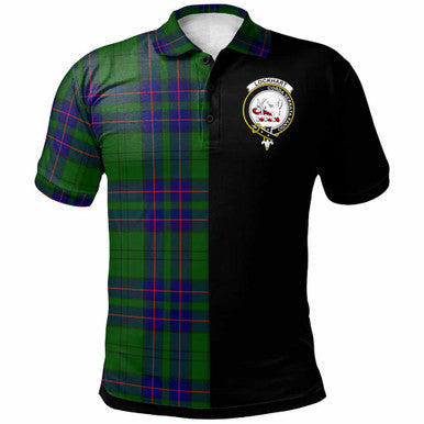 Scottish Lockhart Clan Crest Tartan Polo Shirt - Half in Me Front Side Tartan Plaid