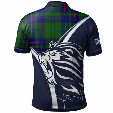 Scottish Lockhart Clan Crest Tartan Polo Shirt - Scottish Flag With Lion Back Side Tartan Plaid