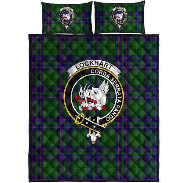 Scottish Lockhart Clan Crest Tartan Quilt Bed Set Tartan Plaid 1