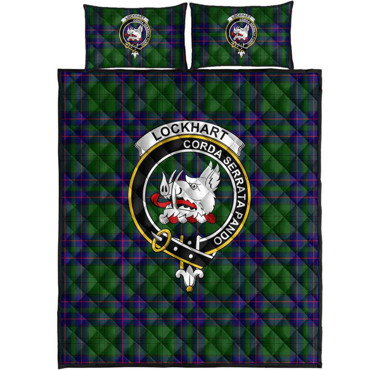 Scottish Lockhart Clan Crest Tartan Quilt Bed Set Tartan Plaid 1