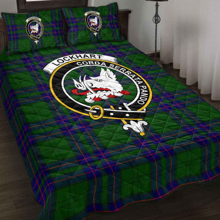 Scottish Lockhart Clan Crest Tartan Quilt Bed Set Tartan Plaid 2