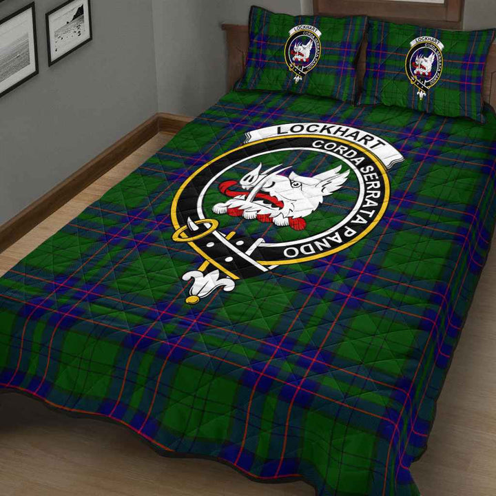 Scottish Lockhart Clan Crest Tartan Quilt Bed Set Tartan Plaid 3