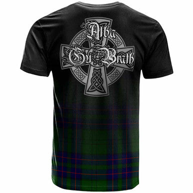 Scottish Lockhart Clan Crest Tartan T-Shirt - Alba Gu Brath Family Crest Celtic Inspired Back Side Tartan Plaid