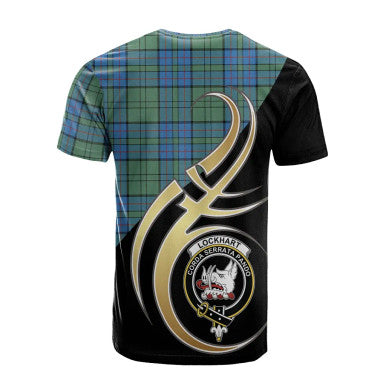 Scottish Lockhart Clan Crest Tartan T-Shirt Believe in Me Back Side Tartan Plaid