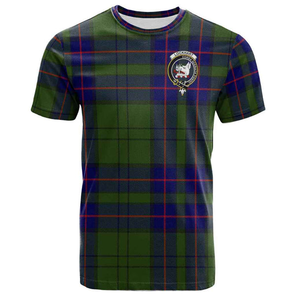 Scottish Lockhart Clan Crest Tartan T-Shirt Front Side Tartan Plaid