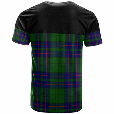 Scottish Lockhart Clan Crest Tartan T-Shirt - Horizontal Style Back Side Tartan Plaid