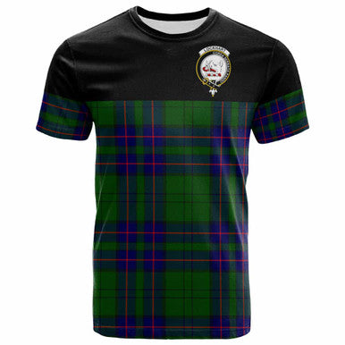 Scottish Lockhart Clan Crest Tartan T-Shirt - Horizontal Style Front Side Tartan Plaid