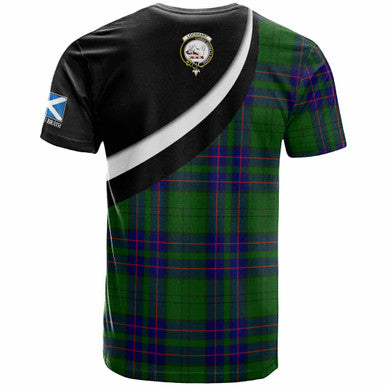 Scottish Lockhart Clan Crest Tartan T-Shirt - Scotland Forever Style Back Side Tartan Plaid