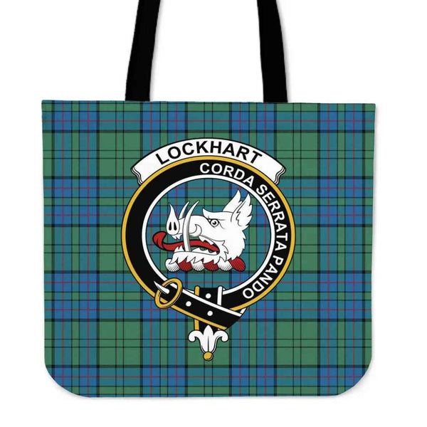 Scottish Lockhart Clan Crest Tartan Tote Bag Tartan Plaid