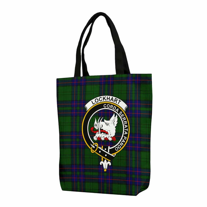 Scottish Lockhart Clan Crest Tartan Canvas Bag With Shoulder Strap Tartan Plaid 1