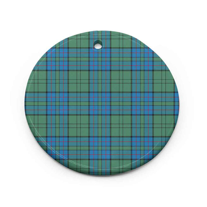 Scottish Lockhart Clan Tartan Ceramic Ornament Circle Shape Tartan Plaid