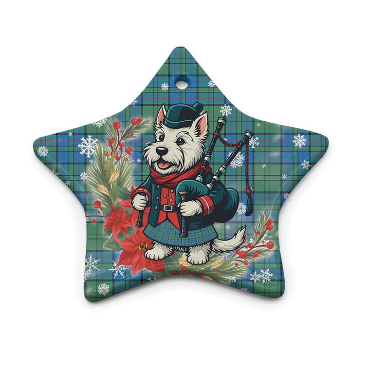 Scottish Lockhart Clan Tartan Ceramic Ornament Cute Scottish Terrier Dog Star Style Tartan Plaid