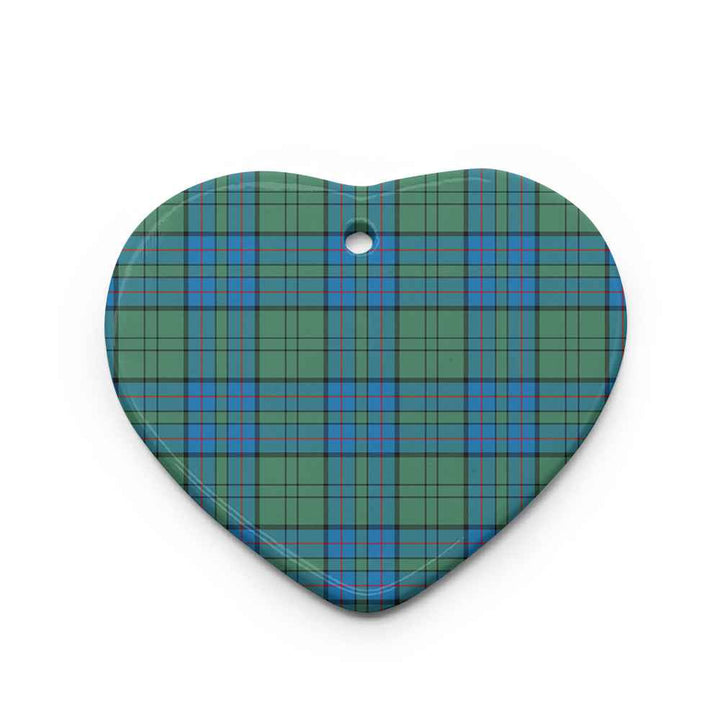 Scottish Lockhart Clan Tartan Ceramic Ornament Heart Shape Tartan Plaid