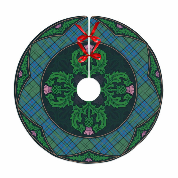 Scottish Lockhart Clan Tartan Christmas Tree Skirt Old Scottish Thistle Flower No Tassels Tartan Plaid 1