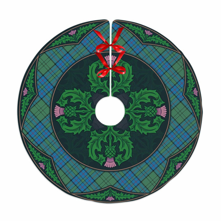 Scottish Lockhart Clan Tartan Christmas Tree Skirt Old Scottish Thistle Flower No Tassels Tartan Plaid 1