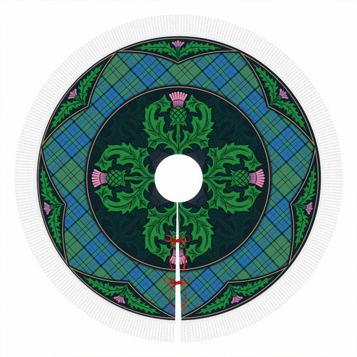 Scottish Lockhart Clan Tartan Christmas Tree Skirt Old Scottish Thistle Flower Tassels Tartan Plaid 1