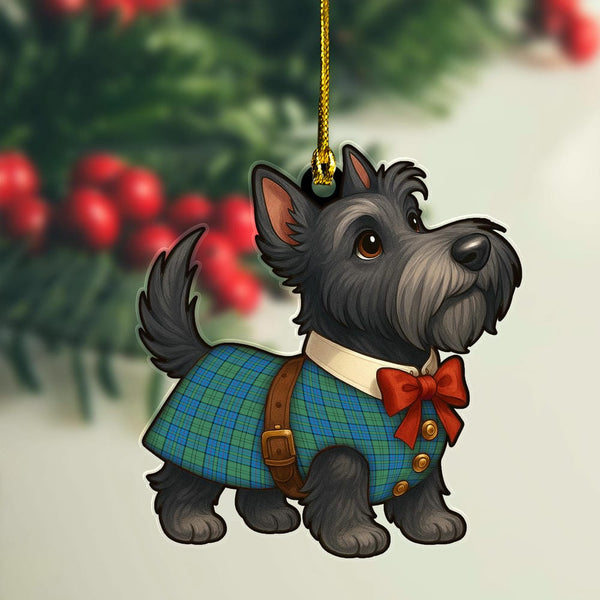Scottish Lockhart Clan Tartan Ornament Scottie Dog Tartan Plaid