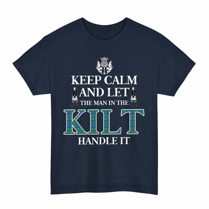 Scottish Lockhart Clan Tartan T-Shirt - Keep Calm Tartan Plaid Navy Color