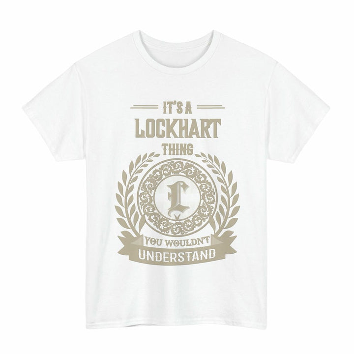 Scottish Lockhart Clan Tartan T-Shirt - Vintage Family Name Tartan Plaid White Color