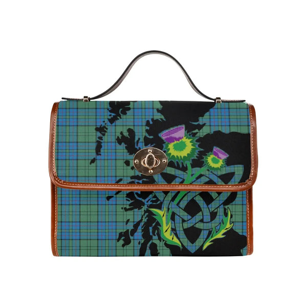 Scottish Lockhart Clan Tartan Waterproof Canvas Bag With Thistle Tartan Plaid 2