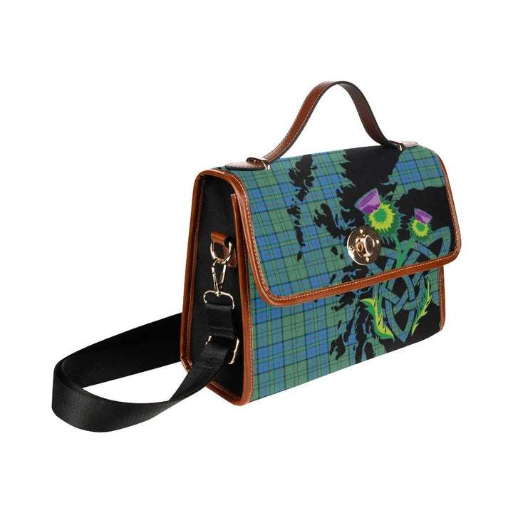 Scottish Lockhart Clan Tartan Waterproof Canvas Bag With Thistle Tartan Plaid 3