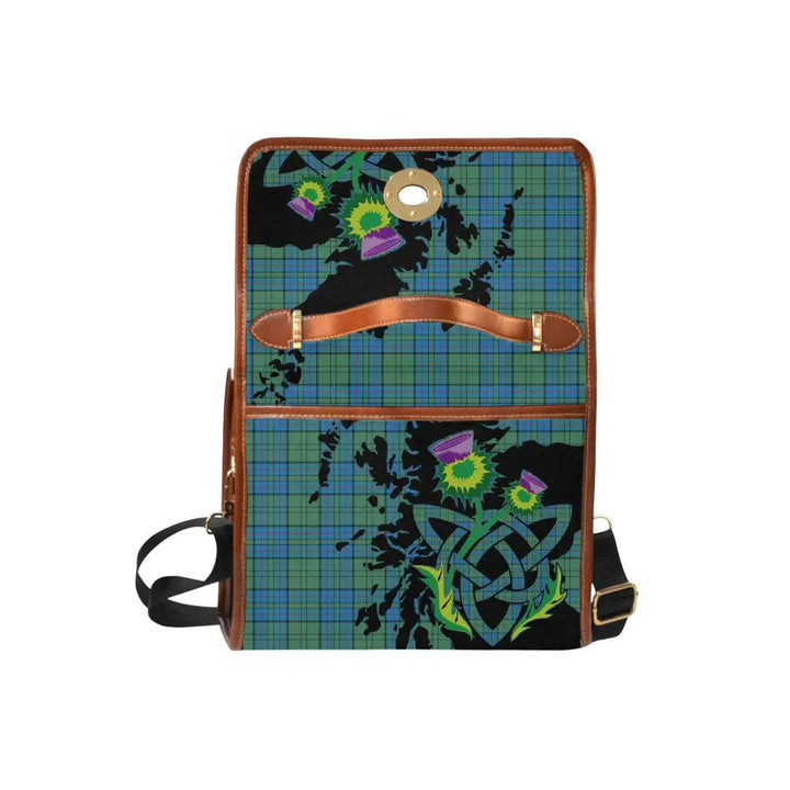 Scottish Lockhart Clan Tartan Waterproof Canvas Bag With Thistle Tartan Plaid 6