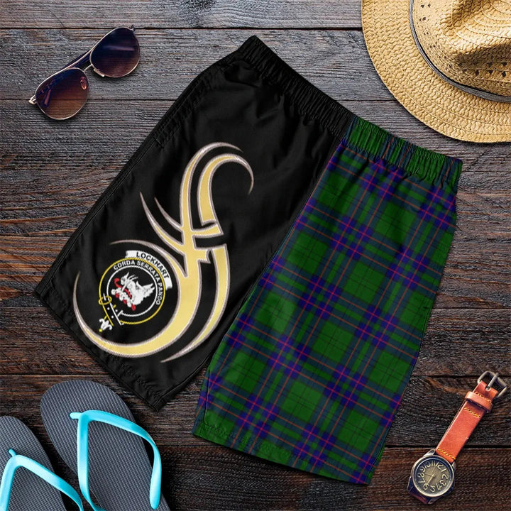 Scottish Lockhart Modern Clan Crest Tartan Believe in Me Men's Shorts
