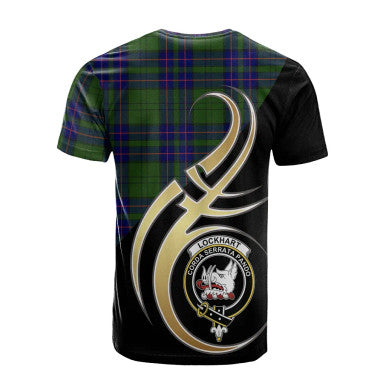 Scottish Lockhart Modern Clan Crest Tartan T-Shirt Believe in Me Back Side Tartan Plaid