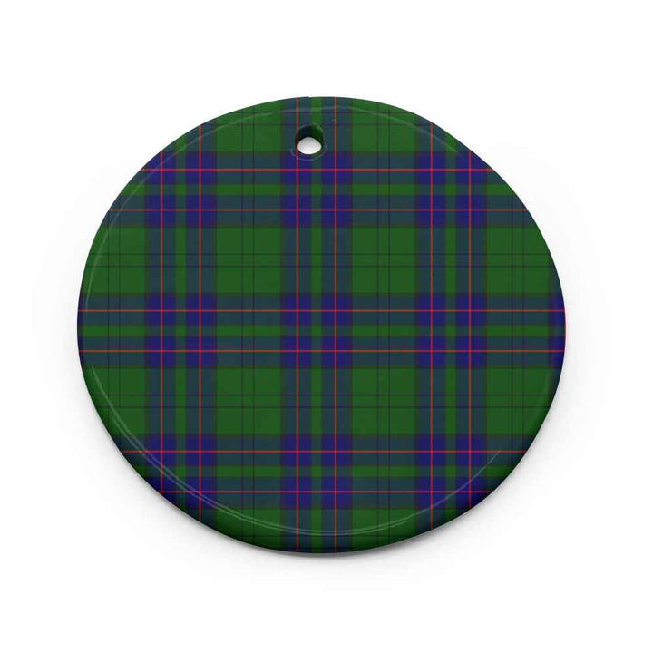 Scottish Lockhart Modern Clan Tartan Ceramic Ornament Circle Shape Tartan Plaid